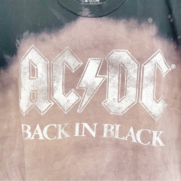 AC/DC graphic tee band Short Sleeve back in black medium large tie dye bleach - Picture 4 of 5
